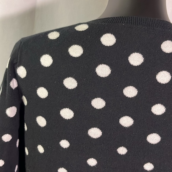 Talbots Black & White Polka Dot 3/4 Sleeve Button Front Cardigan - Picture 11 of 16
